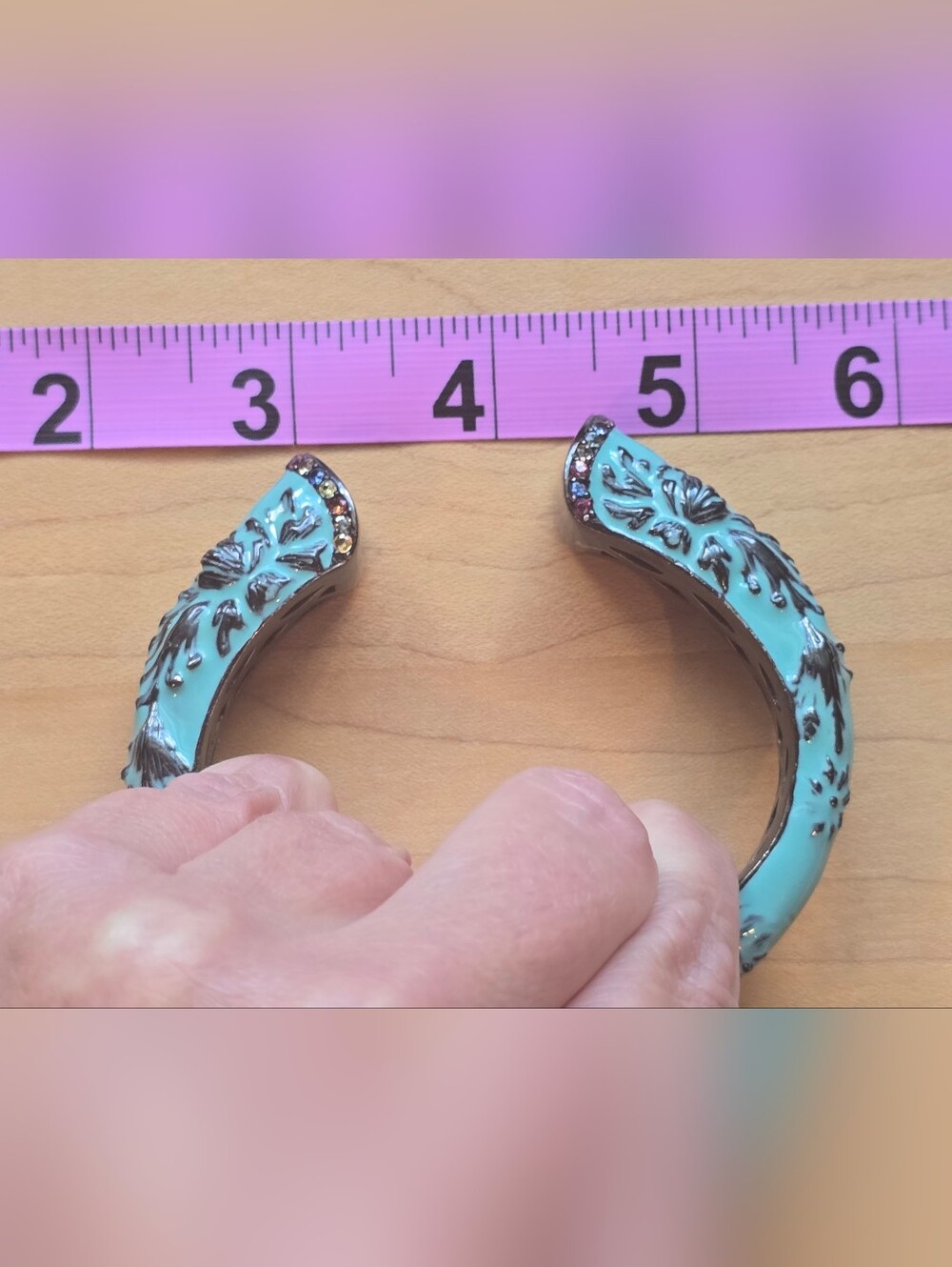 MCL Design By Matthew Campbell Laurenza Floral Hinged Sterling Bangle Bracelet - Picture 5 of 5